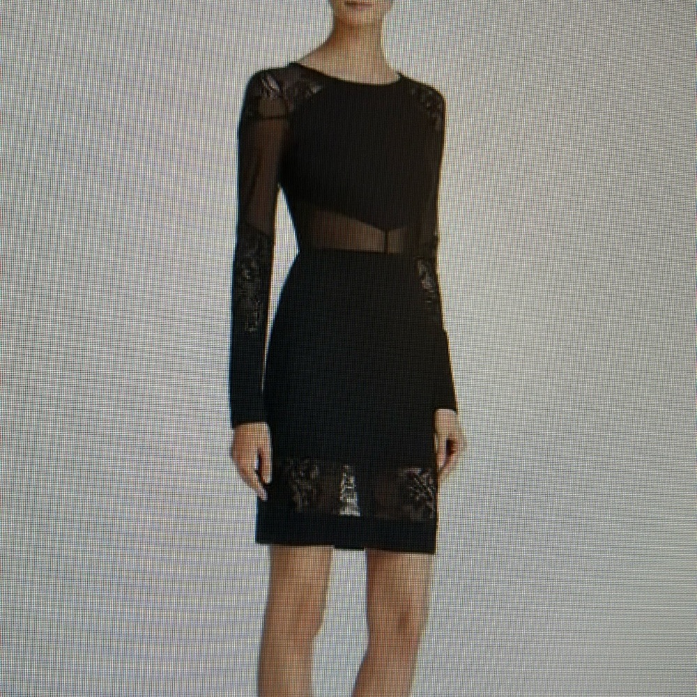 French Connection Women Dress Tatlin Black Lace Trim Party Cocktail Dress size 4